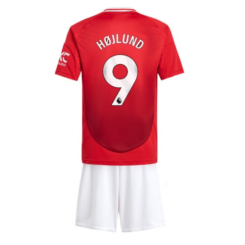 Fotbalové Dres Manchester United Rasmus Hojlund #9 Dětské Domácí 2024-25 Krátký Rukáv (+ trenýrky)